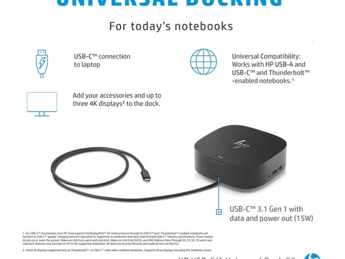 HP USB-C 120W Dock G5 | Expand Ports | Connect Up to Three Displays | Space-Saving Design | Universal compatibility