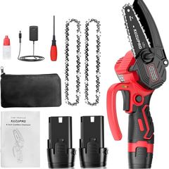 SALE | Mini Chainsaw 4 Inch, Mini Cordless Chainsaw with 2 Batteries 1.5Ah, 2 Chains, 8m/s Chain Speed Electric Power Chainsaw, Battery Indicator for Tree Branches, Courtyard, Household and Garden