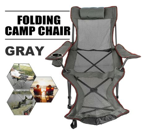 Outdoor Folding Camp Chair Backrest With Footrest Portable Bed Nap Chair For Camping Fishing Foldable Beach Lounge Chair