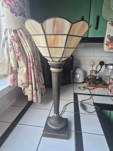 Table lamp Torchiere faux stained glass  uplighter Tablelamp
