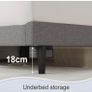 King Bed Frame, Light Grey, Upholstered Wooden Slat Bed Frame with Headboard, Easy Assembly, Underbed Storage, No Box Spring Needed 150x200 Image 4