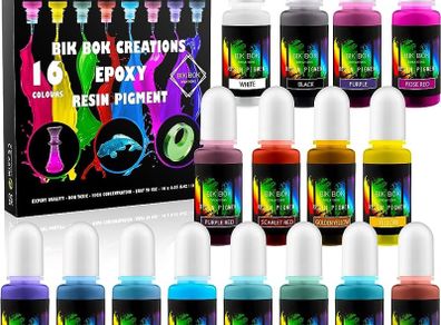 NEW SALE | 16 Epoxy Colours Lightfast Intense and Inter-mixable, Perfect for Jewellery Making and Other DIY Arts and Crafts