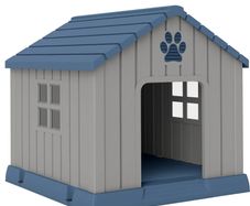 Dog Kennel Outdoor for Medium Dogs, Waterproof Plastic Dog House for Garden, Patio, 85 x 79 x 82 cm, Grey