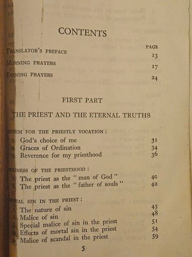 The Priest At Prayer. By E. Escribano. C. M. 1958 Leather Covered Hardback In Poor Condition.  See Photos For Same.