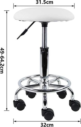 Swivel Rolling Stool Height Adjustable PU Leather Cushion Salon Vanity Massage Office Stool Chair Small (FREE SHIPPING)
