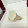 Gold 9K Gold AAA Ethiopian Opal & Diamond Ring Image 10
