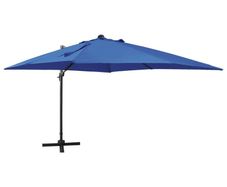 Cantilever Umbrella with Pole and LED Lights Azure Blue 300 cm