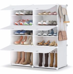 Shoe Storage, Oversized 2 x 7 Tier Shoe Rack Organiser to 28 Pair Shoes, Multifunctional Dust-proof Shoe Storage Cabinet for All Kinds of Shoes, Books, Toys and Clothing (MULTIPLE COLOURS/SIZES)