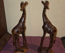 Pair of carved wooden Giraffes