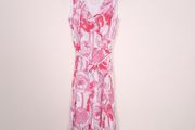 Bandolera Pink White Floral Handkerchief Hem Sleeveless Midi Dress 10UK/38EU