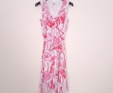 Bandolera Pink White Floral Handkerchief Hem Sleeveless Midi Dress 10UK/38EU
