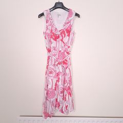 Bandolera Pink White Floral Handkerchief Hem Sleeveless Midi Dress 10UK/38EU