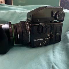 bronica etrsi medium format camera, lens, viewfinder and grip
