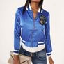 blue satin look blazer fits sm Image 3