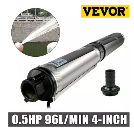 BRAND NEW 4 Inch 0.5HP 25GPM Submersible Deep Well Pump Stainless Steel Water Pump 96L/min 50M Head Garden Agricultural Irrigation