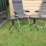 Set of x2 Garden Chairs and x2 Small Glass Top Tables Image 8