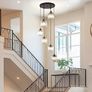 Long Chandelier for High Ceilings Modern Crystal Long Pendant Light Raindrop Drop Lamp Hanging Flush Mount Chandelier Ceiling Light for Staircase Foyer Living Room Entryway 6 Lights Image 4