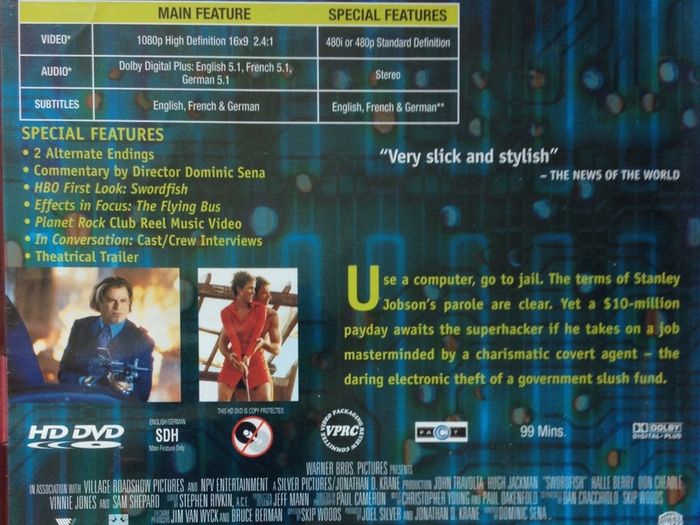 Swordfish [2001] John Travolta, Hugh Jackman, Halle Berry, Don Cheadle, Vinnie Jones & Sam Shepard [HD-DVD Movie]
