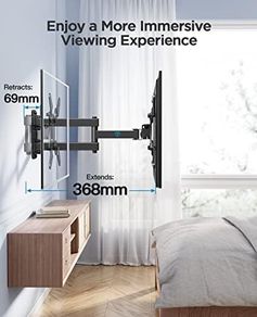 TV Wall Bracket for 13 to 42 inch TVs, Swivels Tilts TV Wall Mount for Flat & Curved Tv