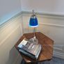 Vintage Aluminor blue desk lamp, chrome-plated metal | translucent lampshade | retro design 40W Image 4