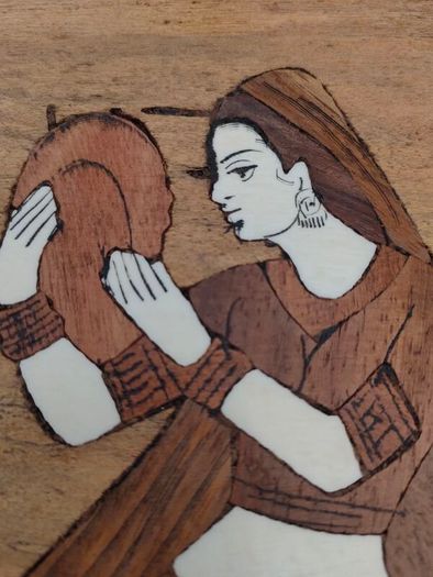 2 X Vintage Indian Rosewood Marquetry panels