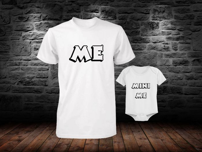 Me And Mini Me T-shirt And Bodysuit Set Matching Tops For Dad An Baby