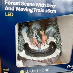 Forest scene With Deer and Moving train LED