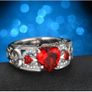 Natural Heart-Shaped Garnet & Angel Wings Silver Ring Image 6