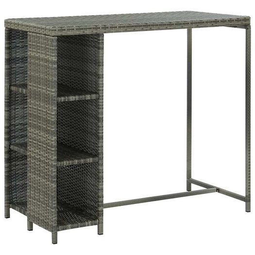 Bar Table with Storage Rack Grey 120x60x110 cm Poly Rattan
