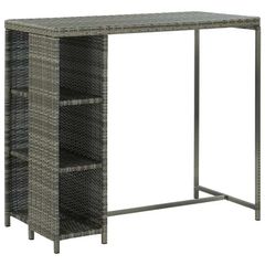 Bar Table with Storage Rack Grey 120x60x110 cm Poly Rattan