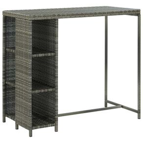 Bar Table with Storage Rack Grey 120x60x110 cm Poly Rattan
