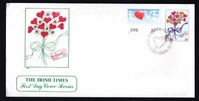1985 Ireland Love Commemorative Stamps Irish Times Addressed First Day Cover (FDC)