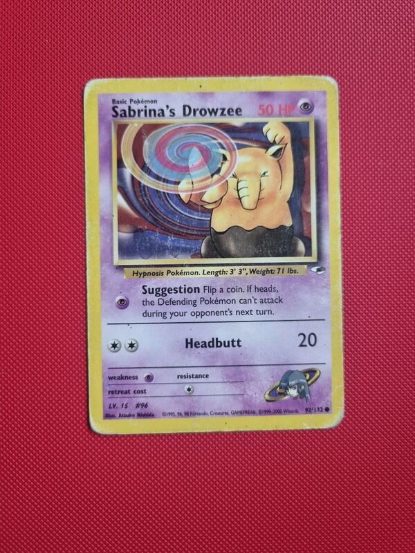 sabrina's drowzee pokemon card value Sabrina's Drowzee 92/132 Common Gym Heroes Unlimited Pokemon Card NM