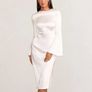 CLUB L Zaina White Long Sleeve Midi Dress With High Neckline Size 14! Image 3