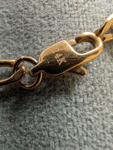 Adorato Jewelry 24k Gold Cross Figaro 22 inch chain
