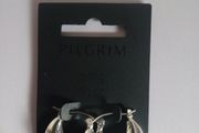 Pilgrim Silver Tone Chunky Crescent Hoop Earrings Statement Danish Design New CAN POST