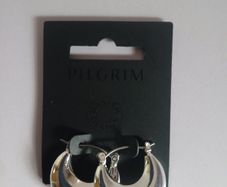 Pilgrim Silver Tone Chunky Crescent Hoop Earrings Statement Danish Design New CAN POST