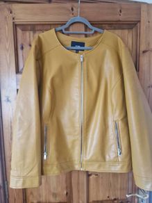 new faux leather fully lined mustard jacket sz 28/30