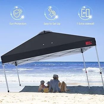 Durable Ez Pop-up Gazebo Tent with 1 Sidewall (2.5x2.5M,Black)