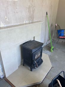 marble fireplace and stove
