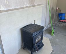 marble fireplace and stove