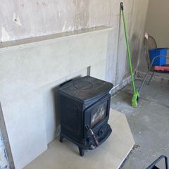 marble fireplace and stove