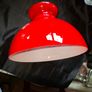 Oil Lamp Shade Red Globe Rayo style Glass Vianna France, bright red exterior with a white interior lining and a rounded globe shape, Postage Available or Collection Image 4
