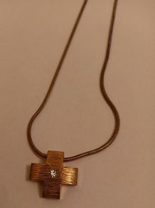 Gold Tone Cross Necklace