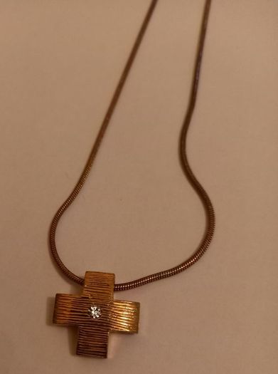 Gold Tone Cross Necklace