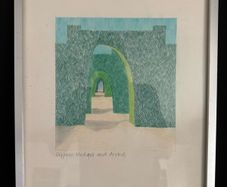 Original Signed Danker Napiorkowska Drawing (1980) - "Cypress Hedges and Arches"