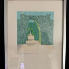 Original Signed Danker Napiorkowska Drawing (1980) - "Cypress Hedges and Arches"