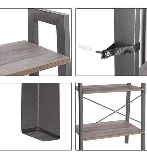 Ladder Shelf, 4-Tier Bookshelf, Free Standing Storage Shelves, Stable Metal Frame, in the Living Room Bedroom Kitchen or Balcony, Easy to Assemble, Industrial (FREE POSTAGE)