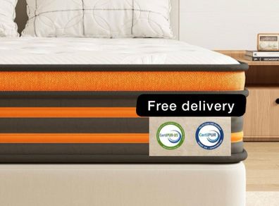 5FT King Size Mattress, 10 Inch 9 Zone Orthopedic Mattresses, King Mattress Gel Wave Memory Foam Pocket Sprung Hybrid Mattress for Pressure Relief Motion Isolation & Edge Support, 150x200x25cm