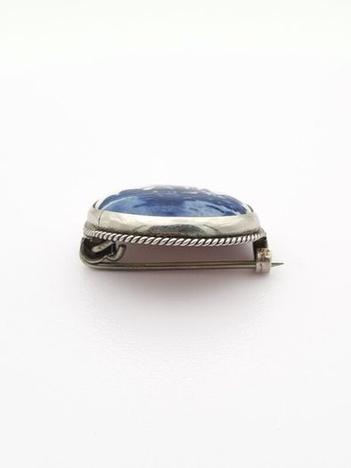 Vintage Delft 835 Silver & Hand Painted Ceramic Brooch